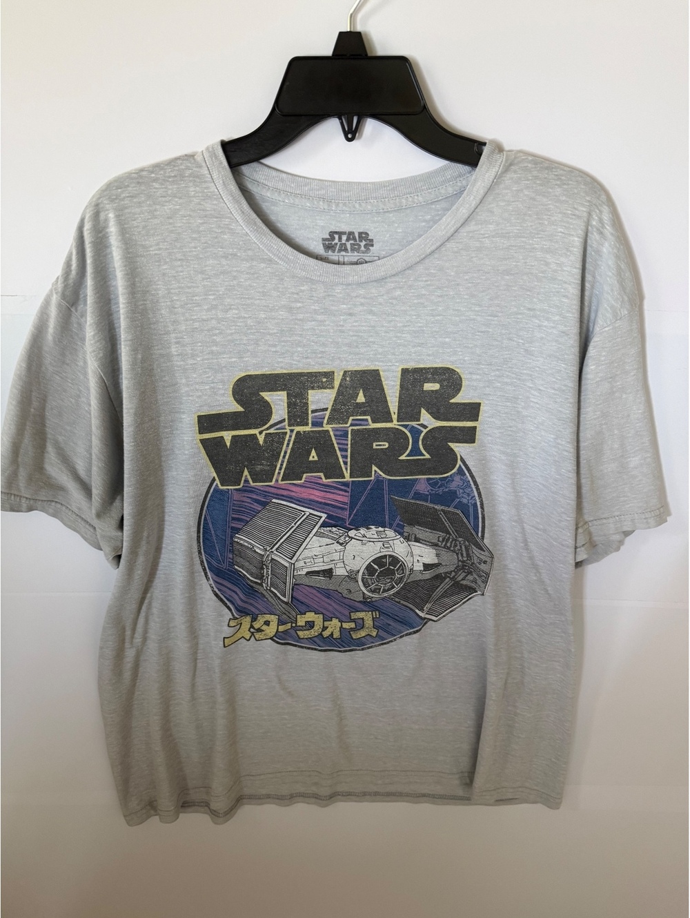 Star Wars Graphic T-Shirt with Japanese Text and Tie Fighter Design